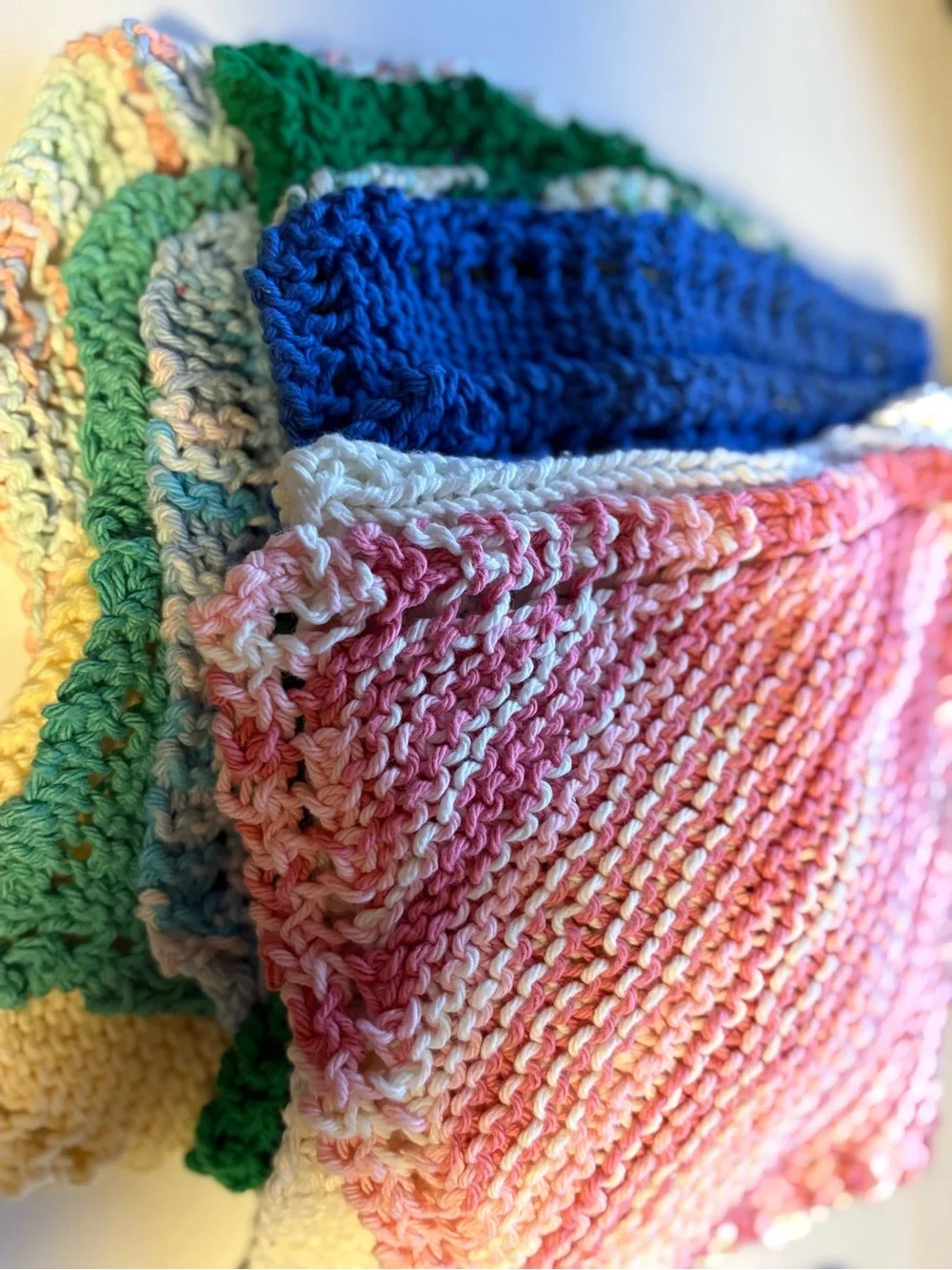 Handmade Cotton Knit Dishcloth Set of 10
